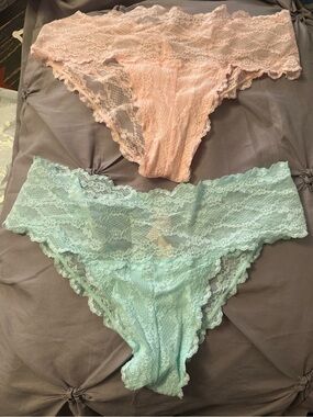 2 NWT Victoria’s Secret cheeky/culotte panties size Large.Pink & mint green